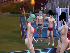 龙珠色情片第45集:熟女和继母三人行,古怪的妻子和出轨的丈夫参加泳池派对狂欢